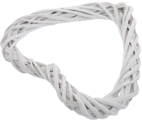 FUOYLOO Heart-Shaped Garland White Grapevine Rattan Vine 20Cm Hoop for Anniversary and Valentines Door Decoration