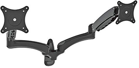 HFTEK Monitorarm - dual - Halterung Halter Wandhalterung für 2 Bildschirme von 15 – 27 Zoll mit VESA 75/100 (DS124WB)