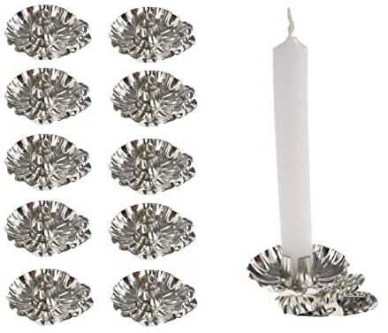 hdg 10er Set Baumkerzenhalter für Weihnachtsbaum - Kerzenhalter Silber mit Clip - Made in Germany