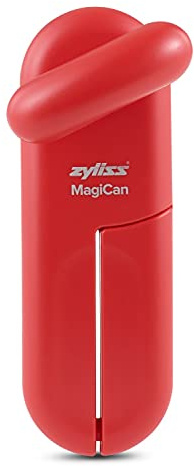 Zyliss MagiCan Manual Can Opener with Lid Release - Heavy Duty Can Opener Kitchen Gadgets - Home Manual Tin Open - Easy to Use Hand Held - Effortlessly Open Cans - Compact Design - Red