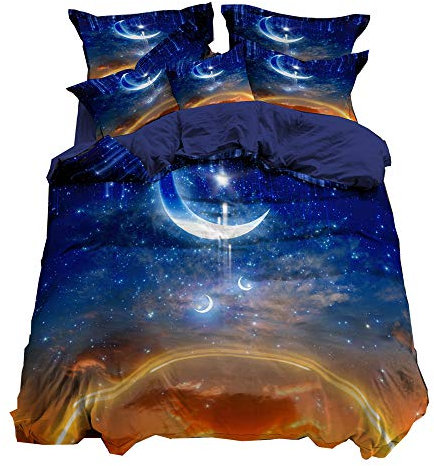 Andrui Bettwäsche 3D Galaxy Weltall Weltraum Galaxie Sterne Planeten Bettbezug und Kissenbezug Set Kinderbettwäsche Jungs Mann Bettbezug Ganzjahr (Style 2#, 200x200cm)