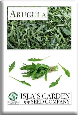 Arugula Seeds (Eruca vesicaria SSP. Sativa) – 1000+ Non-GMO & Heirloom Seeds by Isla’s Garden Seeds, Fast-Growing Salad Green with Bold Flavor, Ideal for Raised Beds, Containers & Kitchen Gardens