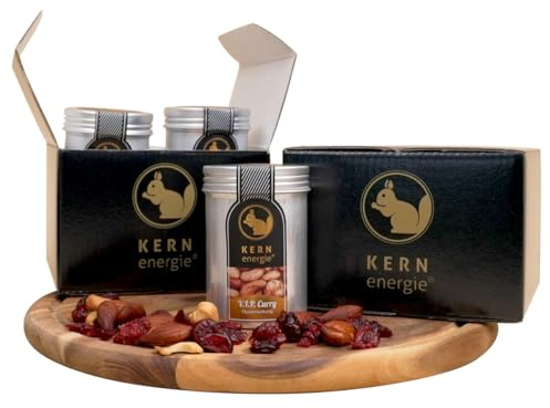 KERNenergie Probier-Set: Nuss-Mischung - Manufaktur - Nüsse, Schoko-Nüsse und getrocknete Früchte in einer Geschenk-Box - Edle Geschenk-Idee - 460g