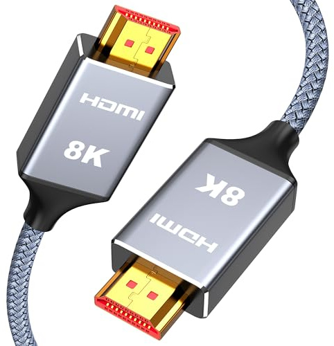 SNOWKIDS 8K Hdmi 2.1 Kabel 1Meter, HDMI Kabel Highspeed Ethernet 48Gbps | 8K@60Hz 4K@120Hz 7680P eARC HDR10 HDCP 2.2&2.3 Kompatibel mit HDTV Monitor X-box PS/5/4 PC