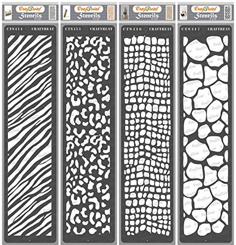 CrafTreat kuchen schablonen zum malen An leinwand, papier kunst, scrapbooking Und bullet journal-3X12 inches-4pcs-wiederverwendbar gepard, giraffe, schlange, zebra skin grenze schablonen für handwerk