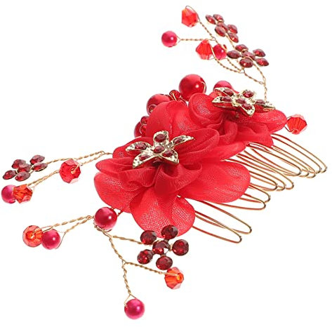Lurrose Braut rote Haarkämme Haarschmuck eingefügt Kamm Kopfschmuck Hochzeitskleid Zubehör (FS074)