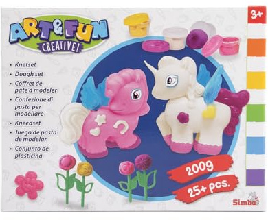 Simba - Art & Fun pasta da modellare Unicorni, 106326016, +3 anni, pasta glitterata, unicorni e fiori