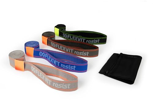 FLEXVIT Resist - Bandas atléticas de Resistencia para Entrenamiento Funcional, 4 Niveles de Fuerza, 2000 mm, Oeko-Tex, Made in Germany