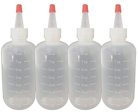 JADEWELL 4 Pack Applicator Bottles with Cap 8oz Oil Bottles for Hair Coloring Dyeing BPA Free