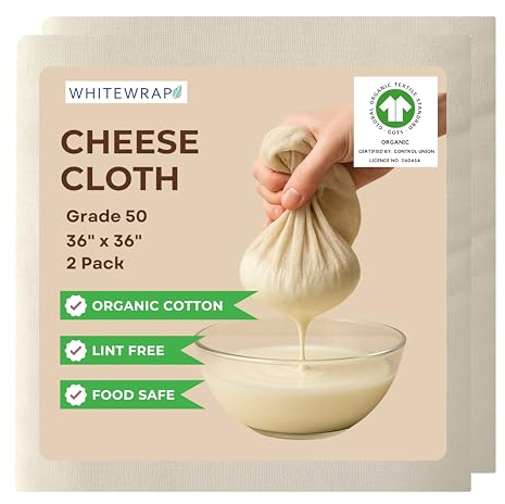 Cheesecloth | Nut Milk Bag, Reusable Straining | Cotton Unbleached Butter Muslin cloth for Cooking, Yogurt, Juicing| Cheese Cloth for Crafts (Grade 50 Pack of 2)