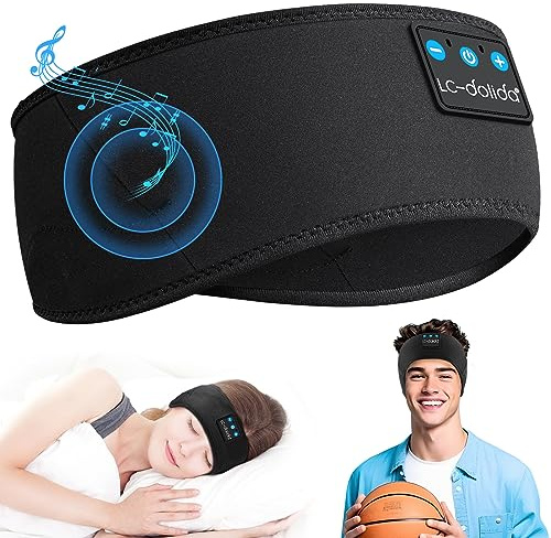 LC-dolida Auriculares para Dormir Bluetooth 5.4, Diadema Bluetooth para Dormir de Lado, Auriculares Dormir Bluetooth Inalámbricos, Auriculares Deportivos para Música,Entrenamiento,Correr,Yoga y Viajes