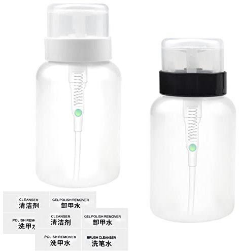 KYSUN 2-Piece Nail Art Dispenser, 200ml Emptycontainer for Nail Polish or Remover, Black and White