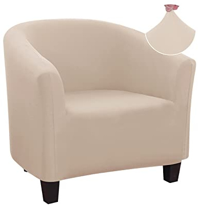 Jaotto Sesselschoner Sesselhusse Stretch Sesselüberwürfe Sofabezug Elastisch Sofabezug Sesselbezug Sesselschoner Waschbar Entfernbar für Clubsessel Cafe Stuhl Sessel Loungesessel(Beige,1 Stück)