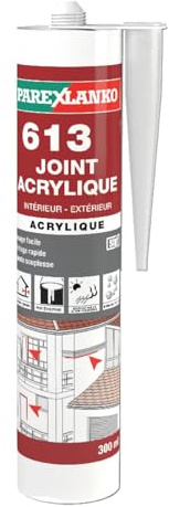 PAREXLANKO - Mastic acrylique - 613 Joint acrylique - Gris - 300ml | Pour joints de finition et fissures - Intérieur/extérieur - Séchage rapide - Idéal raccordements et rebouchage