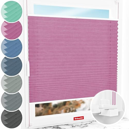 Schuette® Plissee ohne Bohren ● Melange Kollektion: Magic Pink (Rosa) ● 90x120cm (Breite x Höhe) ● Suprafix Faltrollo X Klemmfix Rollo ● Blitzschnelle Montage inkl. Video