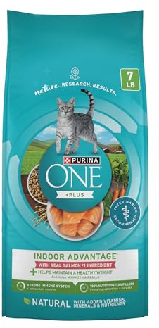 Purina ONE Natural Low Fat, Indoor Dry Weight Control High Protein Cat Food Plus Indoor Advantage With Real Salmon - 7 lb. Bag