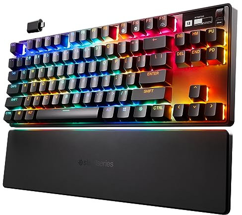 SteelSeries Apex Pro TKL Wireless - HyperMagnetic 2.4GHz Wireless Gaming Keyboard - World’s Fastest Keyboard - Adjustable Actuation - Esports Tenkeyless - PBT Keycaps - USB-C - English QWERTY Layout