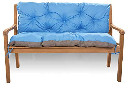 Sitzkissen für Hollywoodschaukel - Sitzbank mit Rückenlehne - Gartenschaukel Kissen - Bankkissen Outdoor (100 x 60 x 50, Blau)