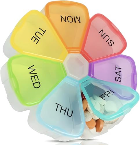 Portable Weekly Pill Box | Easy to Open 7 Day Premium Quality Tablet Box | Travel Pill Case with Snap Shut Lids Design |Tablet Organiser for Vitamins, Supplements & Medicine