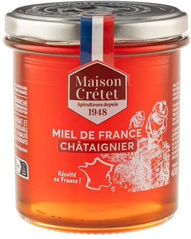 MAISON CRETET | Miel de Chataignier de France 400g | 1pot en verre | Miel liquide