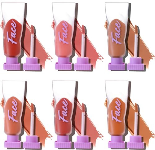 MKNZOME Blush Liquido, Blush Crema per Fard Liquidi Contour, Blush Stick con Applicatore, Costruibile e Sfumabile, Dall'aspetto Naturale, Fard Ideale Regalo per Le Donne (Set 3 Colori)