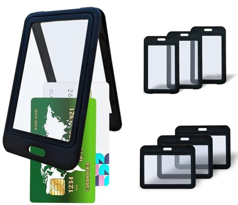 6 Sets Kartenhülle mit Band,Transparente Lanyard mit kartenhülle,Ausweishüllen für Bürounternehmen, Mitarbeiter, Schule, Studenten, Bus, Namensschild, Kartenhalter, Schwarz Kartenhalter Ausweis