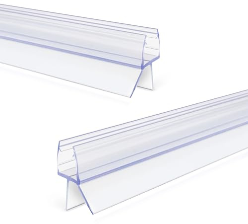 Frameless Shower Door Bottom Seal Strip for 3/8(10mm) Thick Glass, Super Clear 36 Inch Long 2PCS Shower Door Seal, to Water Block