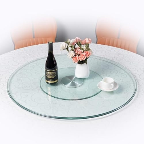 WInara Glas Lazy Susan drehplatte, 60-100cm Esstisch Drehteller, großes drehbares Tisch Serviertablett for Küche, Servierplatte for Tischdekoration (Size : 80cm/32in)