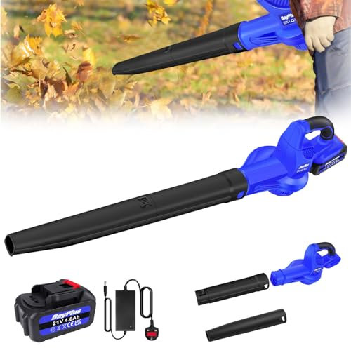 Leaf Blower Cordless 21V with 4.0Ah Battery and Charger, Lightweight Battery Leaf Blower Handheld Electric Garden Blowers, 220CFM Dust Blower Air Blower for Cleaning Garden Leaves Grass Cuttings