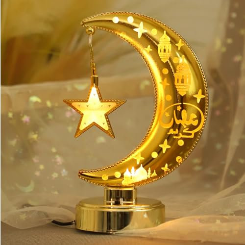 LED Mond Tischlampe Batteriebetrieben Mondform Schreibtischlampe Nachttischlampe Weihnachtsdeko Ramadan Tischdeko für Heim Schlafzimmer Büro Geschenk Muttertags Valentinstags Geschenk (1 Stück)