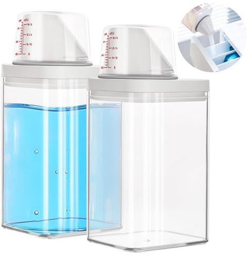2 Stück Waschmittelspender Waschpulver Aufbewahrungsbox: 1100ML Luftdichter Waschmittelbehälter mit Messbecher - Mehrzweck Waschmittelbox Behälter für Pulver Waschpulver Wäscheparfüm