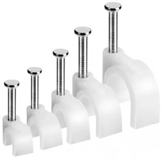 MAISIFAN Clips de câbles Ronds, 50 pièces, 4mm, 6mm, 8mm, 10mm, Gestion des câbles, Porte-Cravate de Fil électrique, Clips de câbles circulaires (Color : White, Size : 50pcs 7mm)