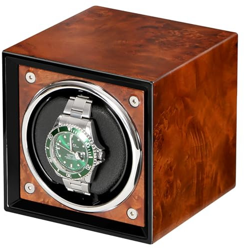 Automatischer Uhrenbeweger Für 1 Uhr Hölzern Mechanische Uhr Mit Automatikaufzug, Staubdichtes Gehäuse Drehbare Uhren Vitrine Box Mit Leisem Mabuchi-Motor Für Männer Und Frauen Uhren ( Color : C )