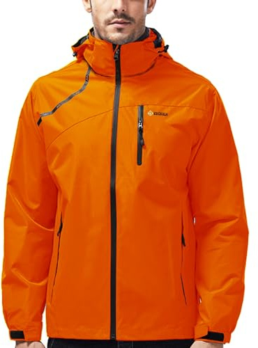 Mens Lightweight Waterproof Jacket Windproof Rain Hooded jackets for Running Hiking Cycling Travel M-7XL, Orange, 6XL