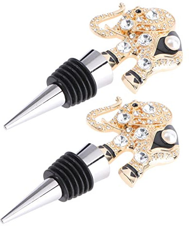 Alipis 3sets Unique Elephant Shape Head Alloy Wine Stoppers for Decorative Bottles 2pcs*3