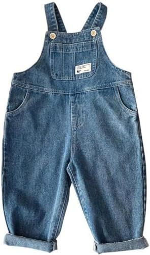 AOOPOO Bambino Bambina Jeans Salopette in Morbido Cotone Denim Pantaloncini Pagliaccetto per Primavera Estate Salopette di Jeans Blu per Neonati Bambini Ragazzo Jeans Tuta Salopette