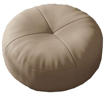 JCAKES Hocker Leder Kleiner Fußhocker Tritthocker Runder Futon-Kissenhocker Eingangsbereich Schuhwechselhocker Niedriger Hocker for kreativen Hocker Stilvolle(Khaki)