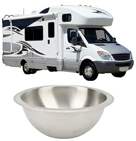 Évier de Bateau Rond pour Camping-car, évier de Cuisine pour Camping-car en Acier Inoxydable 304, évier à Cuve de 10 Pouces pour Gagner de L'espace en Bateau