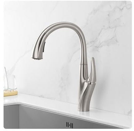SWHC Infrarot Sensor Wasserhahn Küche, Drehbar Spültischarmatur Küche mit Sensor Automatisch Sensor Mischbatterie Küche mit 2 Funktionen Brause Messing Berührungsloser Küchenarmatur Ausziehbar