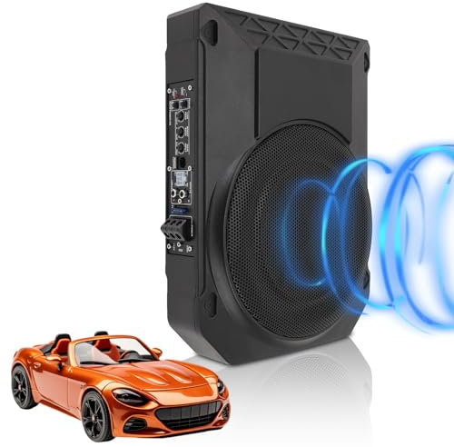 WODHMIEY Fahrzeug Active Subwoofer, 10 Zoll Unter Sitz Aktiv Subwoofer, Ultra Dünn 800W 2.5 Ohm, mit Controller für Fahrzeug Sound-System, Kompakt Subwoofer für Fahrzeug Sound System(Ohne Licht)
