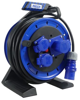 HEDI Vollkunststoff-Kabeltrommel Generation 7 Companion Ø 250 mm, 25 m H05RR-F 3G2,5 mm² (1 CEE-Steckdose 3x16 A / 250 V, Verlängerungskabel) K7A25N2TFC