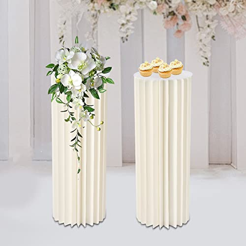 Bröllop, mittstycken, kartong, vaser, bordsfäste i kartong, blomställ, blommor, cylinder, stativ för jul, bröllop, fest, födelsedag, bordsdekoration (2 stycken, 80 cm)