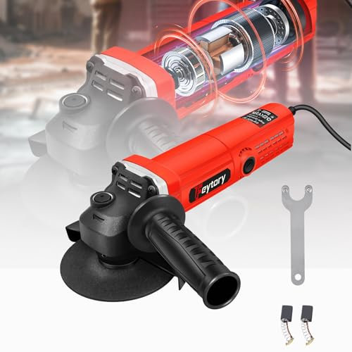Electric Angle Grinder Tile Cutter,12000 RPM Grinding Tool Disc Cutter with Wheel Guard,Bench Grinder Mini Grinder Wood Cutter 2000W with Spanner for Cutting/Grinding/Polishing/Sharpening(Red)