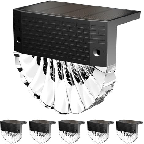 FIFlying Luci Solari da Giardino, 6 Pezzi Luce Solare Led Esterno, IP65 Impermeabile Lampade Solari da Esterno, 3 Modalità, Auto ON/OFF per Gradini Cortili Prato Vialetto, Bianco Caldo/RGB