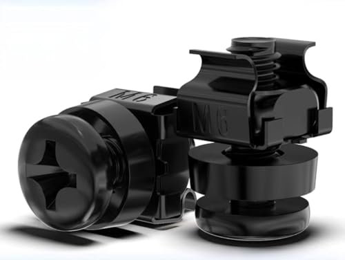 Lot de 100 écrous cages M6 x 16 pour armoires réseau – Écrou de blocage et vis M6, écrou cage M6, vis de montage, écrou cage pour rack, noir