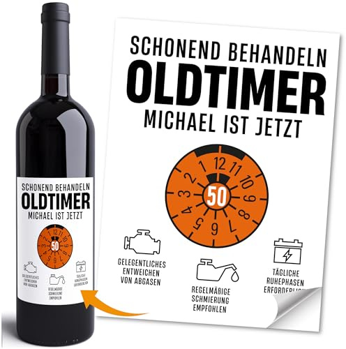 Moonworks® Weinetiketten personalisiert Flaschenetiketten selbstklebend Rente Ruhestand Weingeschenk Schwarz unisize