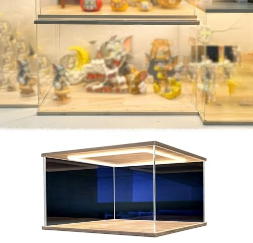 CMYUN Acryl Vitrine Led Acryl-Vitrinen Extra Lang, Transparent Aufbewahrungsbehälter aus Kunststoff mit Licht ＆ Tür, Thekenvitrine 10 15 20 25 30 35 40 45 50 60cm(60x30x40cm/24x12x16in)