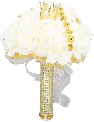 ETAINGYEUN Hochzeitsstrauß handgefertigte künstliche Blumenstrauß Brautstrauß für Hochzeiten (Golden)