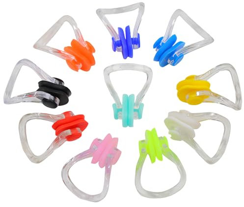 10 Pezzi Tappanaso in Silicone per Piscina, Clip per Naso Anti-Acqua, Tappi Morbidi e Confortevoli per Nuotatori, Materiale Sicuro e Atossico, Accessorio Essenziale per Sport Acquatici