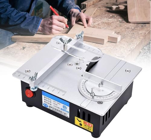 Mini sega da tavolo per lavorazione del legno, sega troncatrice a 45° con alloggiamento in metallo resistente per progetti fai da te e modellismo